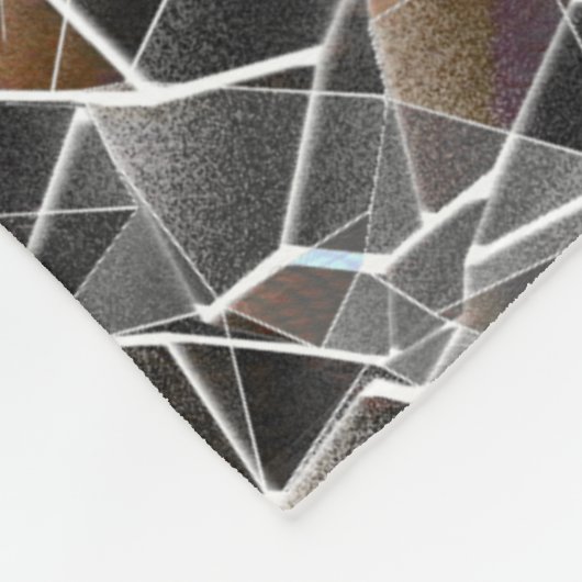 粗いサーモンと灰色の不規則なモザイクの散らかった フリースブランケット (角)