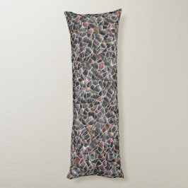 粗いサーモンと灰色の不規則なモザイクの散らかった ボディピロー