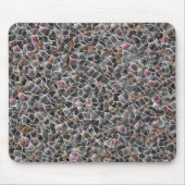 粗いサーモンと灰色の不規則なモザイクの散らかった マウスパッド (正面)