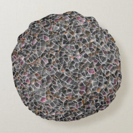 粗いサーモンと灰色の不規則なモザイクの散らかった ラウンドクッション