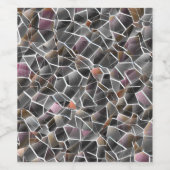 粗いサーモンと灰色の不規則なモザイクの散らかった ワインラベル (シングルラベル)