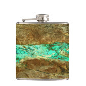粗いターコイズの石の自然石脈 フラスク (正面)