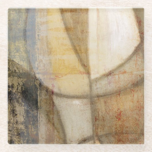 粗いテクスチャのアースト絵画ーン ガラスコースター (正面)