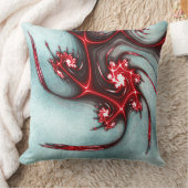 粗いテクスチャの上に派手な赤いフラクタルトカゲ クッション (ブランケット)