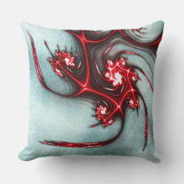 粗いテクスチャの上に派手な赤いフラクタルトカゲ クッション