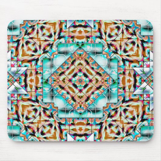 粗いテクスチャーのミックスと銀のプレート、万華鏡のように千変万化するパターン マウスパッド (正面)