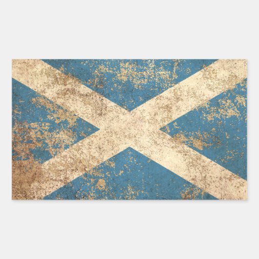 粗い年老いたヴィンテージスコットランド国旗 長方形シール (正面)