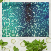 粗い打ちガラスの上のネオンブルーのモザイクスタイル キッチンタオル (折り畳み)