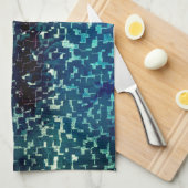 粗い打ちガラスの上のネオンブルーのモザイクスタイル キッチンタオル (四つ折り)