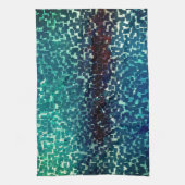 粗い打ちガラスの上のネオンブルーのモザイクスタイル キッチンタオル (縦)