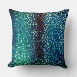 粗い打ちガラスの上のネオンブルーのモザイクスタイル クッション