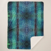 粗い打ちガラスの上のネオンブルーのモザイクスタイル シェルパブランケット (正面)