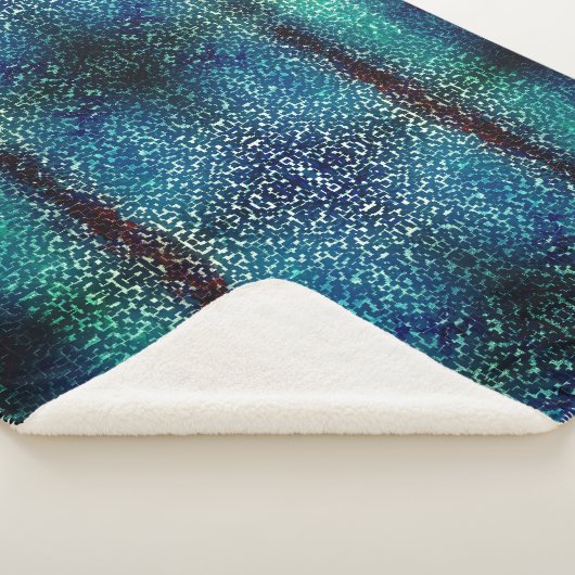 粗い打ちガラスの上のネオンブルーのモザイクスタイル シェルパブランケット (3/4)