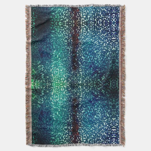 粗い打ちガラスの上のネオンブルーのモザイクスタイル スローブランケット (正面縦)