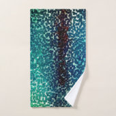 粗い打ちガラスの上のネオンブルーのモザイクスタイル バスタオルセット (ハンドタオル)