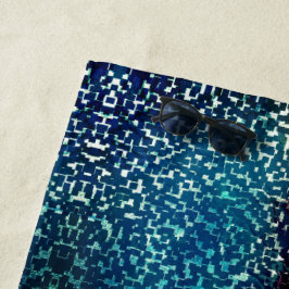 粗い打ちガラスの上のネオンブルーのモザイクスタイル ビーチタオル