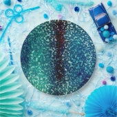 粗い打ちガラスの上のネオンブルーのモザイクスタイル ペーパープレート (パーティー)