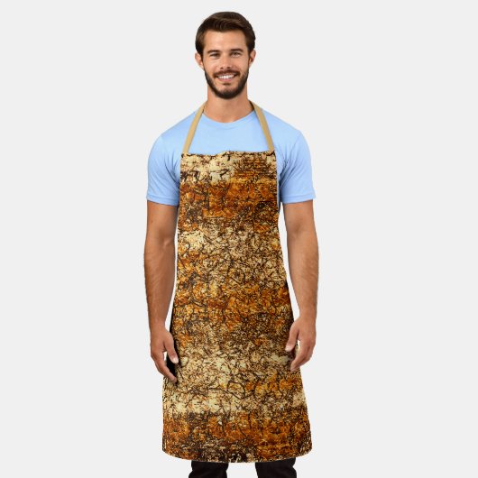 粗い木材のニスのテクスチャ エプロン (着用した状態)