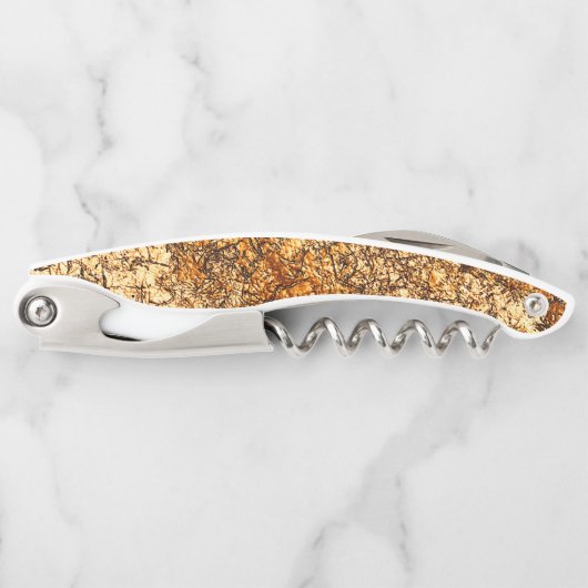 粗い木材のニスのテクスチャ ソムリエナイフ (正面)