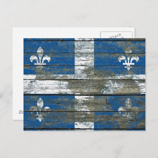 粗い木材ボードに対するケベック州旗の効果 ポストカード (正面/裏面)