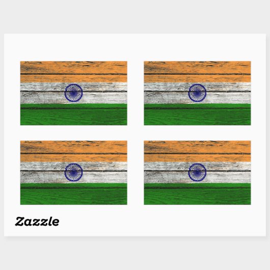 粗い木目の効果を持つインド国旗 長方形シール (シート)