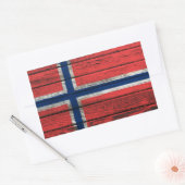 粗い木目の効果を持つノルウェー国旗 長方形シール (封筒)