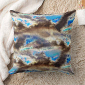 粗い木質の青と茶色のステンドテクスチャ クッション (ブランケット)