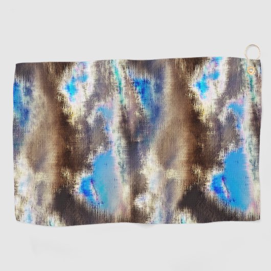 粗い木質の青と茶色のステンドテクスチャ ゴルフタオル (横)