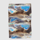 粗い木質の青と茶色のステンドテクスチャ ゴルフタオル (正面)