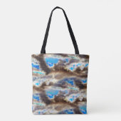 粗い木質の青と茶色のステンドテクスチャ トートバッグ (裏面)