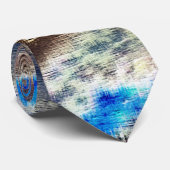 粗い木質の青と茶色のステンドテクスチャ ネクタイ (ロール)