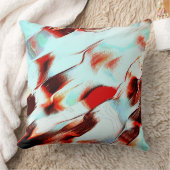 粗い淡いシアンと強い赤 クッション (ブランケット)