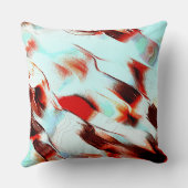 粗い淡いシアンと強い赤 クッション (裏面)