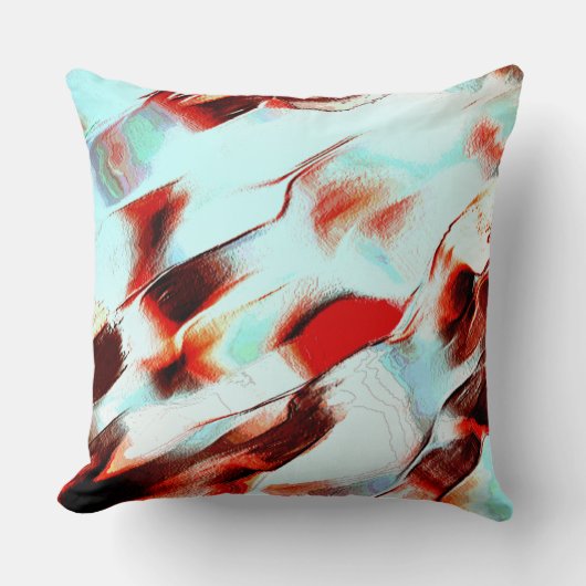 粗い淡いシアンと強い赤 クッション (正面)