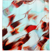 粗い淡いシアンと強い赤 シャワーカーテン (正面)