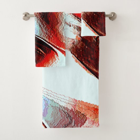 粗い淡いシアンと強い赤 バスタオルセット (インサイチュ)