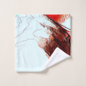 粗い淡いシアンと強い赤 バスタオルセット (ウォッシュタオル)