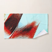 粗い淡いシアンと強い赤 バスタオルセット (ハンドタオル)