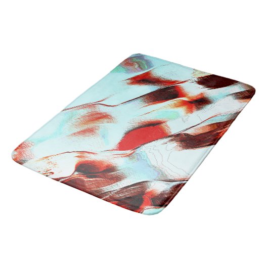 粗い淡いシアンと強い赤 バスマット (アングル)