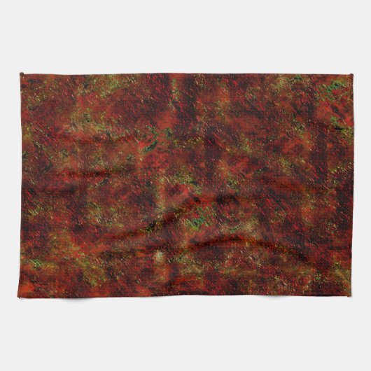 粗い灰色の上に強い赤い肌 キッチンタオル (横)