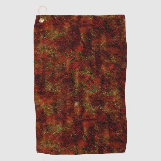 粗い灰色の上に強い赤い肌 ゴルフタオル (正面)