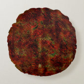 粗い灰色の上に強い赤い肌 ラウンドクッション (正面)