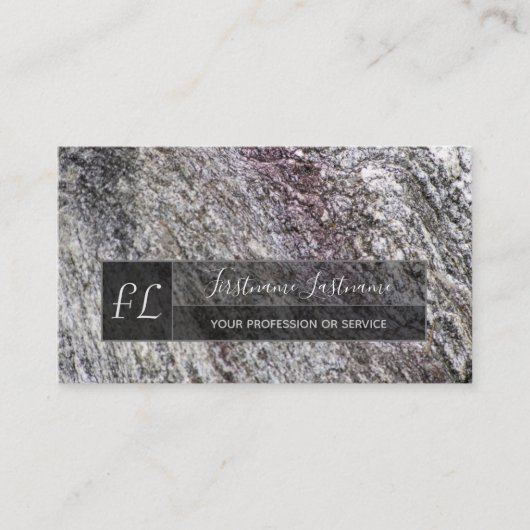 粗い灰色の大理石大理石構造モノグラム 名刺 (正面)