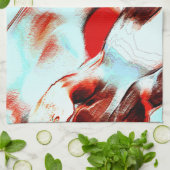 粗い白っぽいシアンと茶色がかった赤 キッチンタオル (折り畳み)