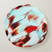 粗い白っぽいシアンと茶色がかった赤 ラウンドクッション (裏面)