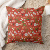 粗い竹のフローラ蝶シャムロック赤で クッション (ブランケット)