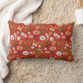 粗い竹のフローラ蝶シャムロック赤で ランバークッション (ブランケット)