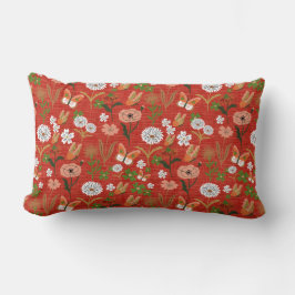 粗い竹のフローラ蝶シャムロック赤で ランバークッション