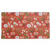 粗い竹のフローラ蝶シャムロック赤で 枕カバー (正面右)