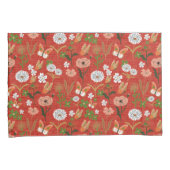 粗い竹のフローラ蝶シャムロック赤で 枕カバー (正面右)